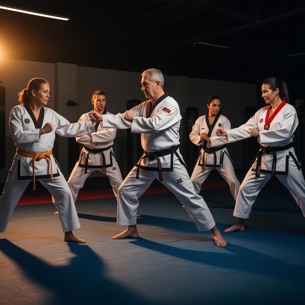 Adult martial arts class at Pro Black Belt Academy in Flower Mound